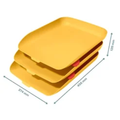 BANDEJA SOBREMESA LEITZ PLASTICO SET DE 3 UNIDADES COLOR AMARILLO