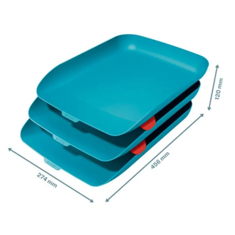 BANDEJA SOBREMESA LEITZ PLASTICO SET DE 3 UNIDADES COLOR AZUL