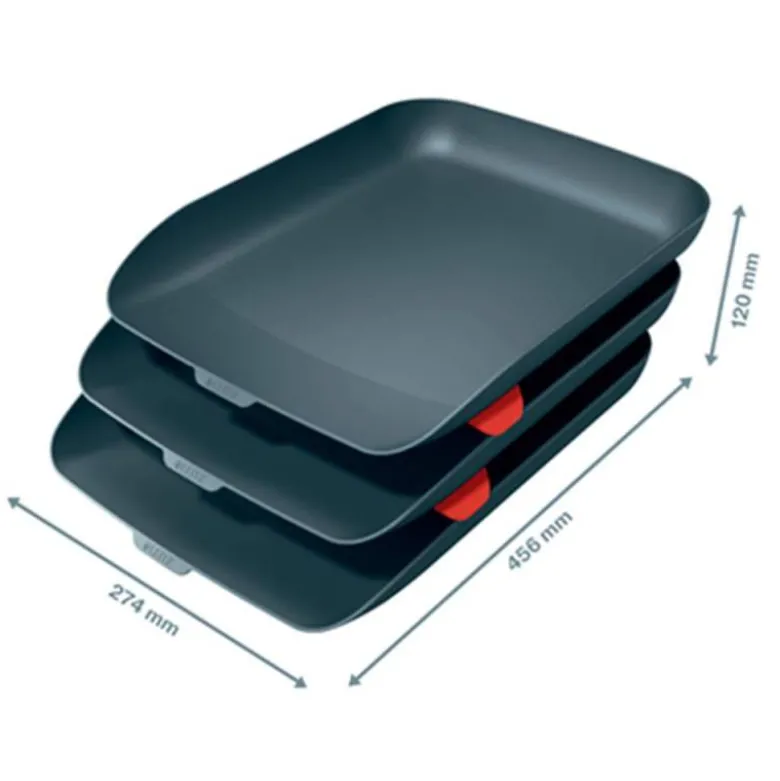 BANDEJA SOBREMESA LEITZ PLASTICO SET DE 3 UNIDADES COLOR GRIS