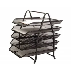 BANDEJA SOBREMESA METALICA Q-CONNECT KF18474 REJILLA NEGRO 5 BANDEJAS MOVIBLES 350X275X375 MM