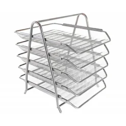 BANDEJA SOBREMESA METALICA Q-CONNECT KF18476 REJILLA PLATA 5 BANDEJAS MOVIBLES 350X275X375 MM