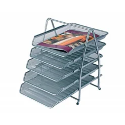 BANDEJA SOBREMESA METALICA Q-CONNECT KF18476 REJILLA PLATA 5 BANDEJAS MOVIBLES 350X275X375 MM