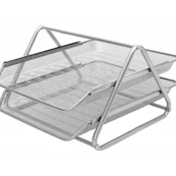 Bandeja sobremesa metalica q-connect rejilla gxa100 plata con 2 bandejas movibles -300x185x 350 mm