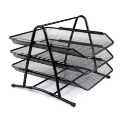 Bandeja sobremesa metalica q-connect kf00823 rejilla negra 3 bandejas movibles 350x278x275 mm