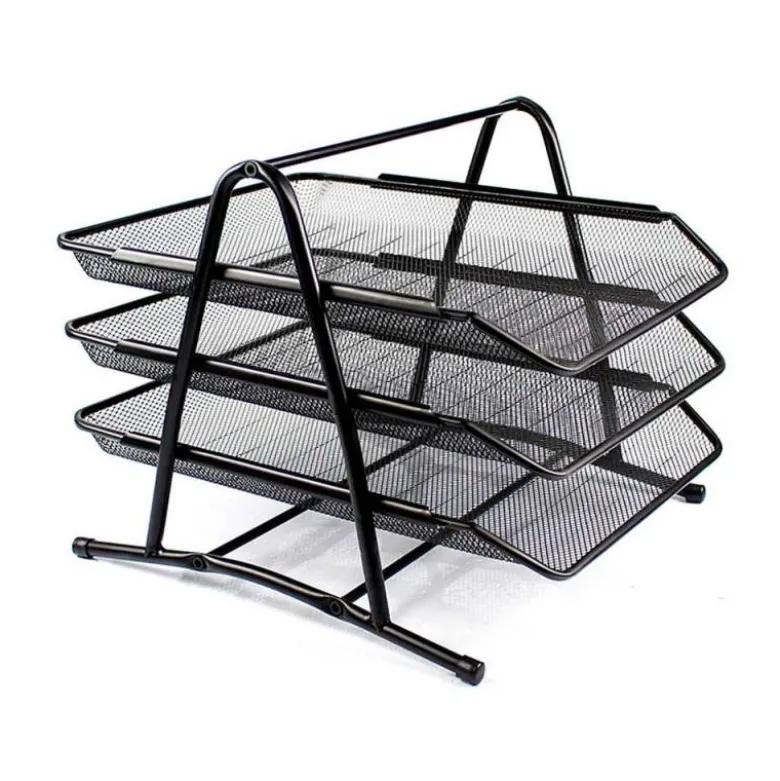 Bandeja sobremesa metalica q-connect kf00823 rejilla negra 3 bandejas movibles 350x278x275 mm