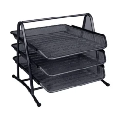 Bandeja sobremesa metalica q-connect kf00823 rejilla negra 3 bandejas movibles 350x278x275 mm