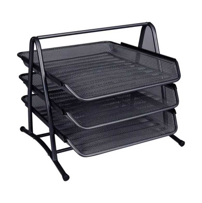 Bandeja sobremesa metalica q-connect kf00823 rejilla negra 3 bandejas movibles 350x278x275 mm