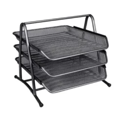 Bandeja sobremesa metalica q-connect kf00823 rejilla negra 3 bandejas movibles 350x278x275 mm