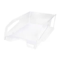 BANDEJA SOBREMESA PLASTICO Q-CONNECT GRAN CAPACIDAD CON ASA TRANSPARENTE 386X270X115MM