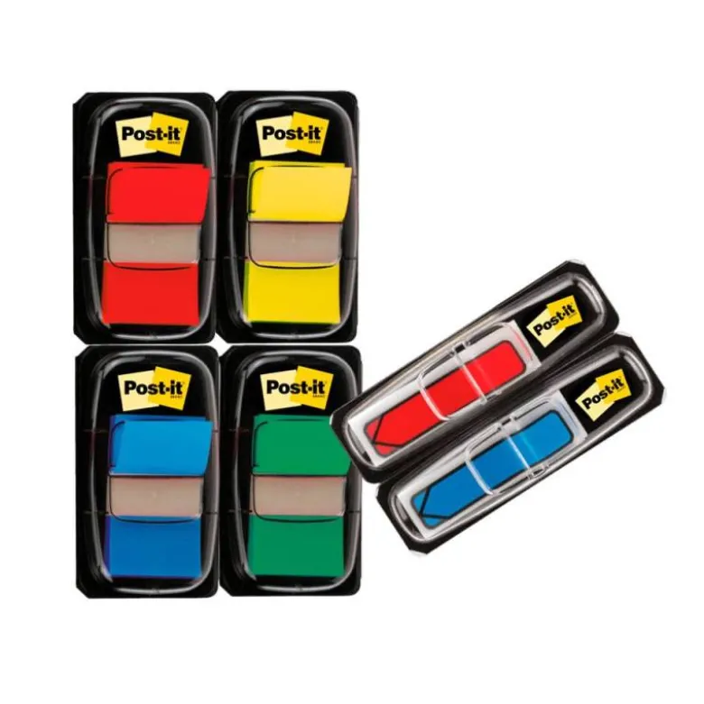 BANDERITAS SEPARADORAS POST-IT 680 DISPENSADOR 50 HOJAS 4 COLORES SURTIDOS + 2 DISPENSADORES 684 FLECHA 2