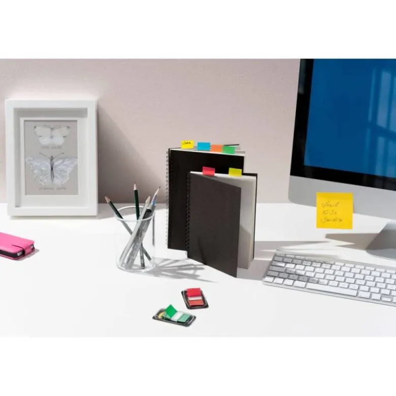 BANDERITAS SEPARADORAS POST-IT 680 DISPENSADOR 50 HOJAS 4 COLORES SURTIDOS + 2 DISPENSADORES 684 FLECHA 2
