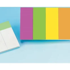 Banderitas separadoras q-connect 20x50 mm fluorescente pack de 4 con 50 hojas de colores