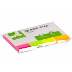 Banderitas separadoras q-connect 20x50 mm fluorescente pack de 4 con 50 hojas de colores