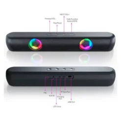 BARRA DE SONIDO Q-CONNECT BLUETOOTH CON ILUMINACION LED Y CONTROL DE VOLUMEN COLOR NEGRO