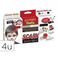 BARRA DE MAQUILLAJE ALPINO SCARY CAJA DE 4 COLORES SURTIDOS + PINCEL + FOLLETO