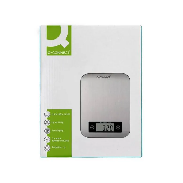 BASCULA PRECISION Q-CONNECT DIGITAL CON PANTALLA LCD PRECISION 1 GR CAPACIDAD DE 5 GR A 10 KG 215X165X16MM