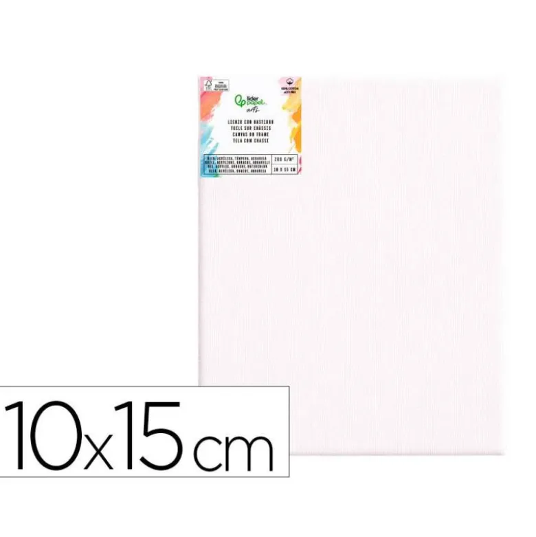 BASTIDOR LIDERPAPEL 0P LIENZO GRAPADO PARTE TRASERA ALGODON 100% BORDES MADERA 10X15 CM GRAMAJE 280G/M2 CERTIFICADO