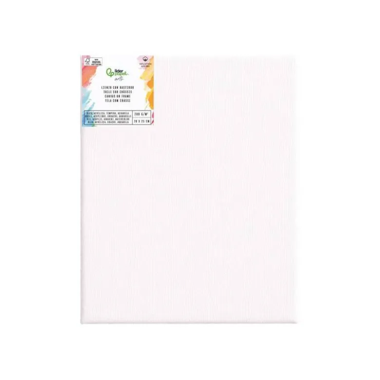 BASTIDOR LIDERPAPEL 3P LIENZO GRAPADO PARTE TRASERA ALGODON 100% BORDES MADERA 20X25 CM GRAMAJE 280G/M2 CERTIFICADO