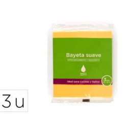 BAYETA MICROFIBRA SUAVE AMARILLA PARA COCINAS Y BAÑOS 40X36 CM PACK DE 3 UNIDADES