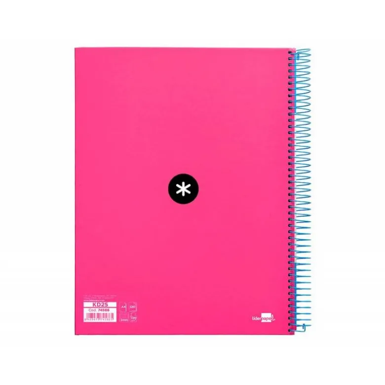 Bloc Antartik A4 Cuadrícula tapa Forrada 120 hojas 100g/m2 Rosa 5 bandas color