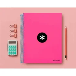Bloc Antartik A4 Cuadrícula tapa Forrada 120 hojas 100g/m2 Rosa 5 bandas color