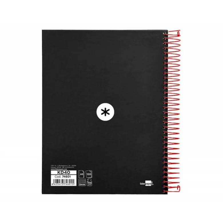 Bloc Antartik A5 Cuadrícula tapa Forrada 120 hojas 100g/m2 Negro 5 bandas de color