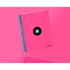 Bloc Antartik A5 Cuadrícula tapa Forrada 120 hojas 100g/m2 Rosa 5 bandas color