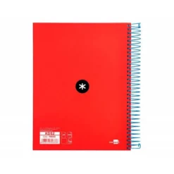 Bloc Antartik A5 Liso tapa Forrada 120 hojas 100g/m2 Rojo 5 bandas color