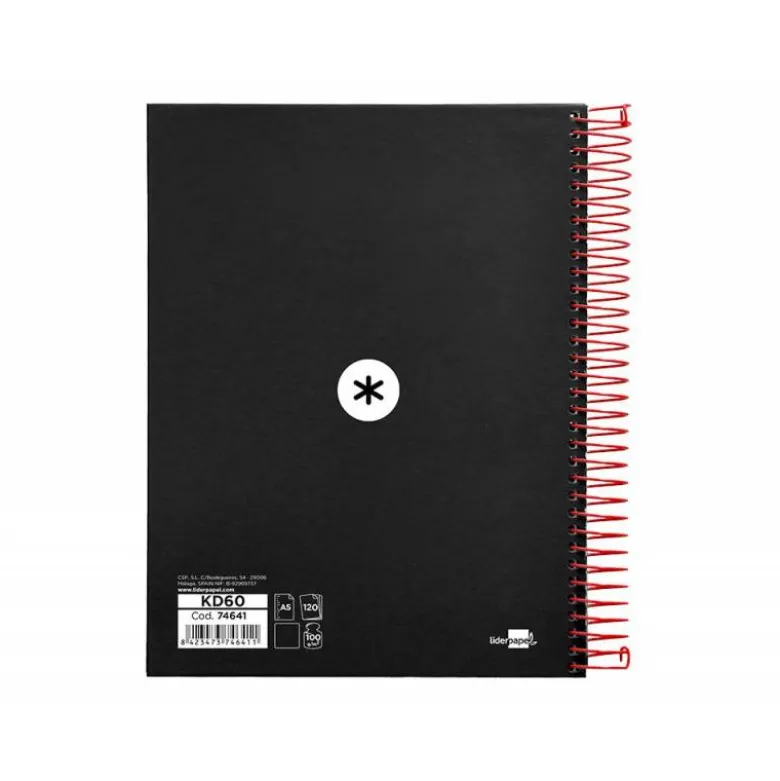 Bloc Antartik A5 Liso tapa Forrada 120 hojas 100g/m2 Negro 5 bandas color
