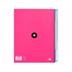 Bloc Antartik A4 Liso tapa Forrada 120 hojas 100g/m2 Rosa Flúor 5 bandas color
