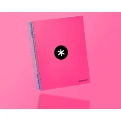 Bloc Antartik A4 Rayado Horizontal tapa Forrada 120 hojas 100g/m2 Rosa 5 bandas de color