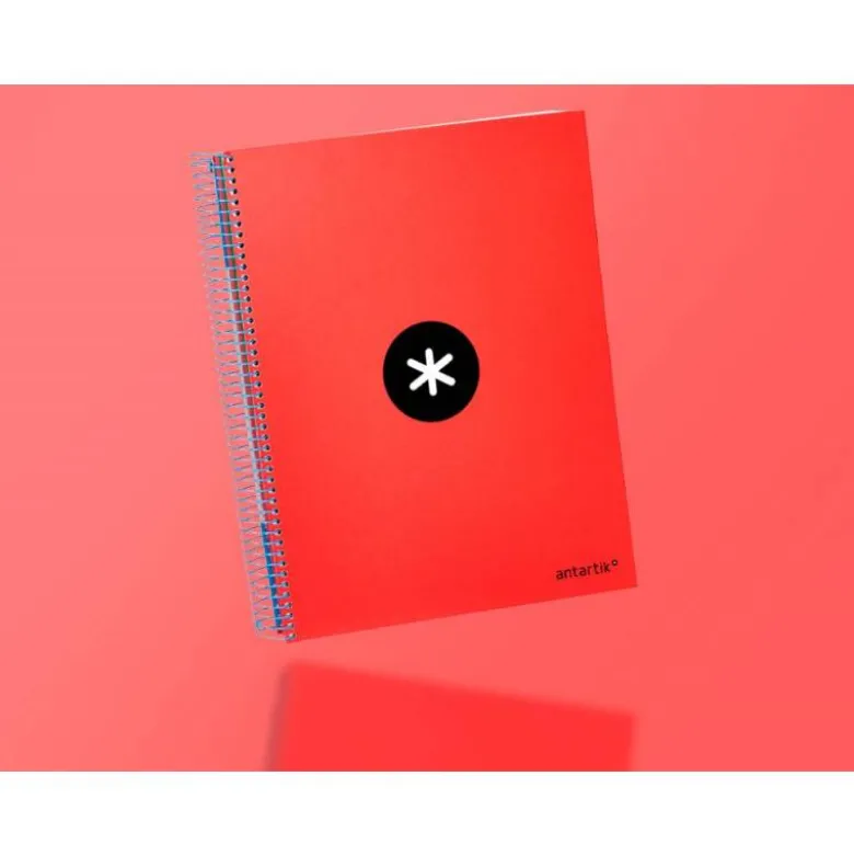 Bloc Antartik A4 Rayado Horizontal tapa Forrada 120 hojas 100g/m2 Rojo 5 bandas de color