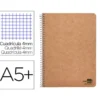 BLOC ESPIRAL LIDERPAPEL CUARTO ECOUSE CUADRICULA COLOR KRAFT 80 HOJAS
