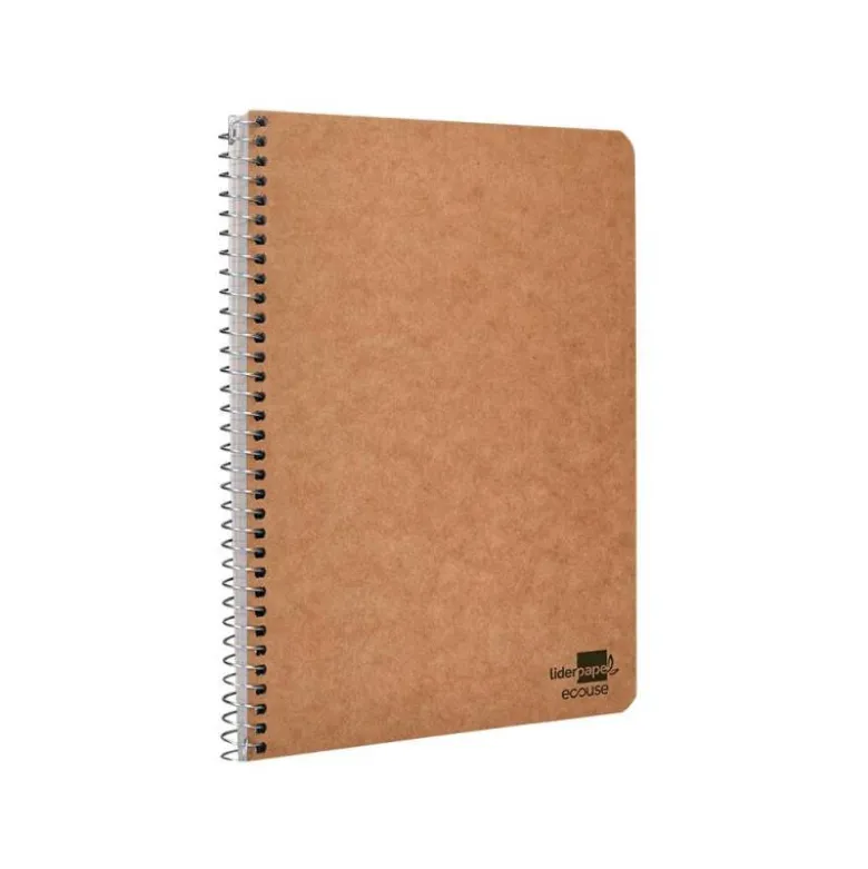 BLOC ESPIRAL LIDERPAPEL CUARTO ECOUSE CUADRICULA COLOR KRAFT 80 HOJAS