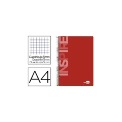 Bloc Espiral Liderpapel DIN A4 Inspire 160 hojas Tapa Extradura Rojo