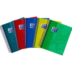 Bloc espiral Oxford Ebook tamaño 8º cuadricula 5mm 120 hojas tapa extradura colores surtidos
