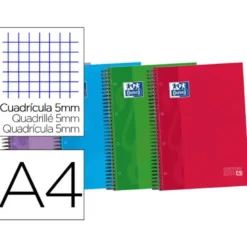 Bloc Oxford EBook4 Din A4 doble espiral tapa extradura120 hojas colores surtidos