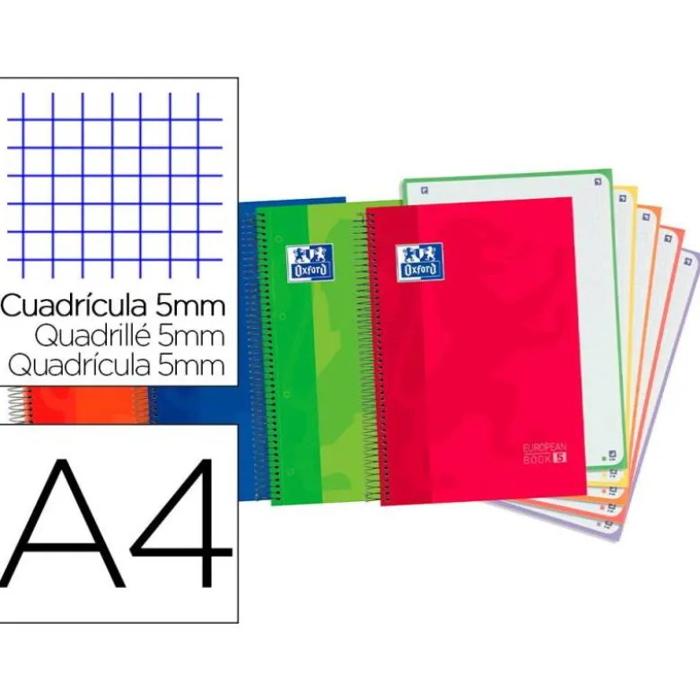 Bloc Oxford EBook5 espiral tapa extradura 120 hojas Din A4 colores surtidos