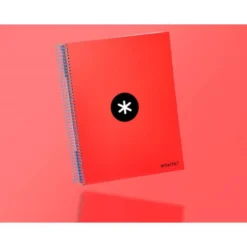 Bloc Antartik A4 Cuadrícula tapa Forrada 120 hojas 100g/m2 Rojo 5 bandas color