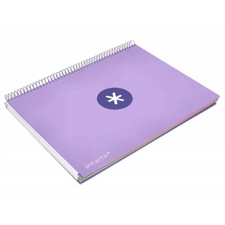 Bloc Antartik A4 Cuadricula 5mm tapa dura 100g/m2 lila lavanda 5 bandas color