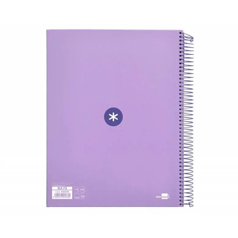 Bloc Antartik A4 Cuadricula 5mm tapa dura 100g/m2 lila lavanda 5 bandas color