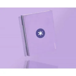 Bloc Antartik A5 Cuadricula 5mm tapa dura 120 hojas 100g/m2 lila lavanda 5 bandas color
