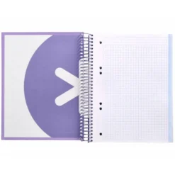 Bloc Antartik A5 Cuadricula 5mm tapa dura 120 hojas 100g/m2 lila lavanda 5 bandas color