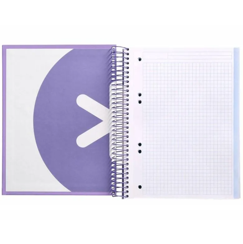 Bloc Antartik A5 Cuadricula 5mm tapa dura 120 hojas 100g/m2 lila lavanda 5 bandas color