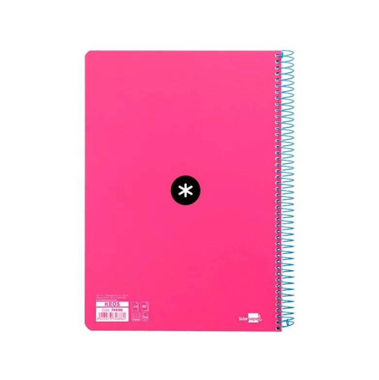 Bloc Antartik DIN A4 microperforado Cuadrícula tapa Dura 80 hojas 100g/m2 Rosa Flúor con margen