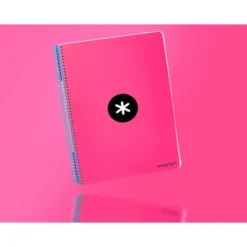 Bloc Antartik DIN A4 microperforado Cuadrícula tapa Dura 80 hojas 100g/m2 Rosa Flúor con margen