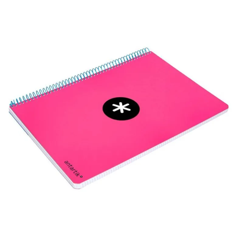 Bloc Antartik DIN A4 microperforado Cuadrícula tapa Dura 80 hojas 100g/m2 Rosa Flúor con margen