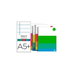 Bloc cuarto con espiral Liderpapel pauta 2,5 mm 80 hojas con tapa extradura