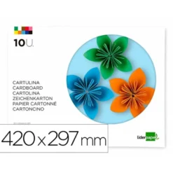 Bloc de cartulinas para trabajos manuales Liderpapel 297x420mm 10 hojas. Colores surtidos