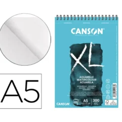 BLOC DE DIBUJO ACUARELA CANSON XL DIN A6 20 HOJAS 300 GR AQUARELLE GRANO FINO MICROPERFORADO ESPIRAL